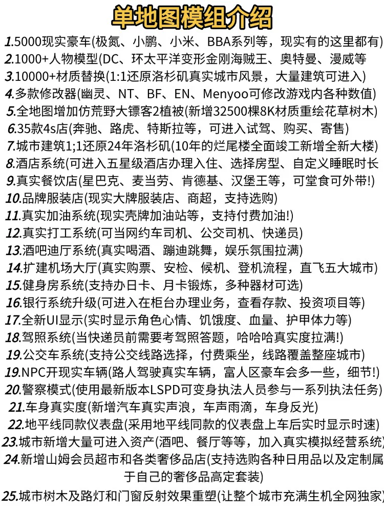 那个游戏5整合MOD-人物/载具/任务/地图/多功能MOD